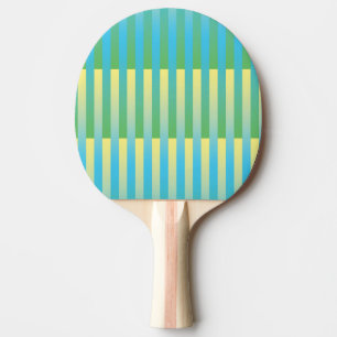 Blauw geel groen gestreept patroon tafeltennisbatje
