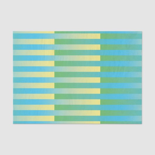 Blauw Geel Groen Gestreept Patroon Tissuepapier (Voorkant)