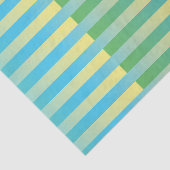 Blauw Geel Groen Gestreept Patroon Tissuepapier (Detail)