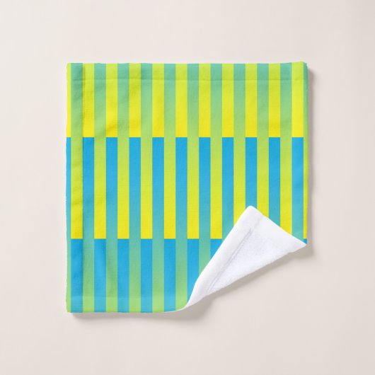 Blauw geel groen gestreept patroon washandje (Wasdoekje)