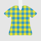 Blauw Geel Groen Gestreepte Geruite Patroon Ornament (achterkant)
