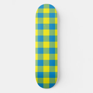 Blauw Geel Groen Gestreepte Geruite Patroon Persoonlijk Skateboard