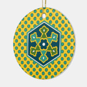  Blauw Geel Groen Ottomaans Turks Hexagon Keramisch Ornament (Links)