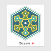 Blauw Geel Groen Ottomaans Turks Hexagon Sticker (Vel)