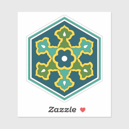  Blauw Geel Groen Ottomaans Turks Hexagon Sticker (Vel)