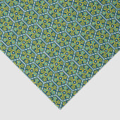 Blauw Geel Groen Ottomaans Turks Hexagon Tissuepapier (Detail)
