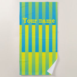 Blauw Geel Groen Personaliseer Gestreepte Patroon Strandlaken