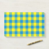 Blauw Geel Groen Plakken Checker Patroon Post-it® Notes (Op bureau)