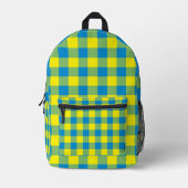 Blauw Geel Groen Plakken Checker Patroon Rugzak (Voorkant)