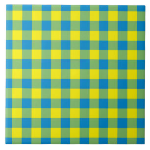 Blauw Geel Groen Plakken Checker Patroon Tegeltje