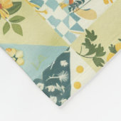 Blauw Geel Groen Quilt Patchwork Gingham Bloemmoti Fleece Deken (Hoek)