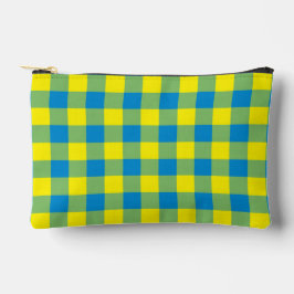 Blauw geel Groen Schotse ruitpatroon Klein Etui