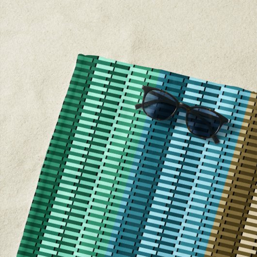 Blauw geel groen stijlvol modern patroon  strandlaken (In situ)