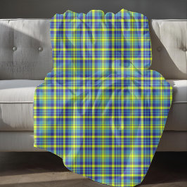 Blauw Geel Groen Tartan Schotse Ruit Patroon Fleece Deken