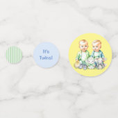 Blauw Geel Groen Twin Boys Theme Baby shower Confetti (Voorkanten)