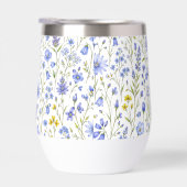 Blauw Geel Groen Waterverf Wildbloem Patroon (Rechts)