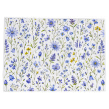 Blauw Geel Groen Waterverf Wildbloem Patroon