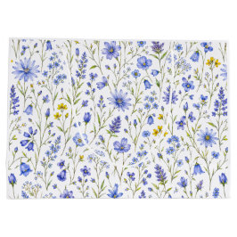 Blauw Geel Groen Waterverf Wildbloem Patroon Groot Cadeauzakje