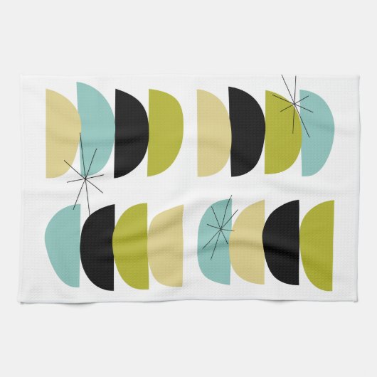 Blauw Geel Groen Zwart Geometrisch Scandinavisch Theedoek (Horizontaal)