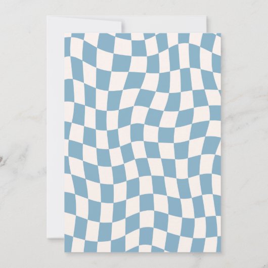 Blauw Geel Groovy Glimlach Geruit Retro Verjaardag Kaart (Achterkant)