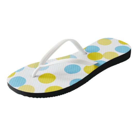 Blauw & Geel Grote Bokeh Confetti Stippen Patroon Teenslippers (Schuin)