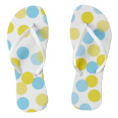 Blauw & Geel Grote Bokeh Confetti Stippen Patroon Teenslippers (Voetbed)