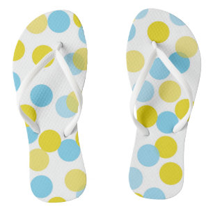 Blauw & Geel Grote Bokeh Confetti Stippen Patroon Teenslippers