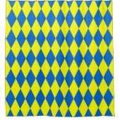 Blauw Geel Harlekijn Geruit Ontwerp Douchegordijn (Voorkant)