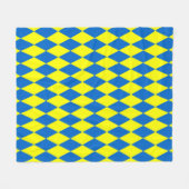 Blauw Geel Harlekijn Geruit Ontwerp Fleece Deken (Voorkant (Horizontaal))