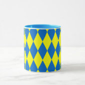 Blauw Geel Harlekijn Geruit Ontwerp  Mok (Midden)