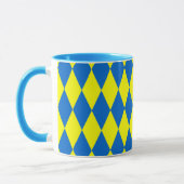 Blauw Geel Harlekijn Geruit Ontwerp  Mok (Links)