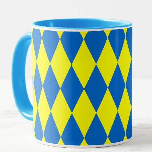 Blauw Geel Harlekijn Geruit Ontwerp  Mok