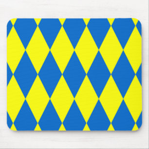 Blauw Geel Harlekijn Geruit Ontwerp Muismat