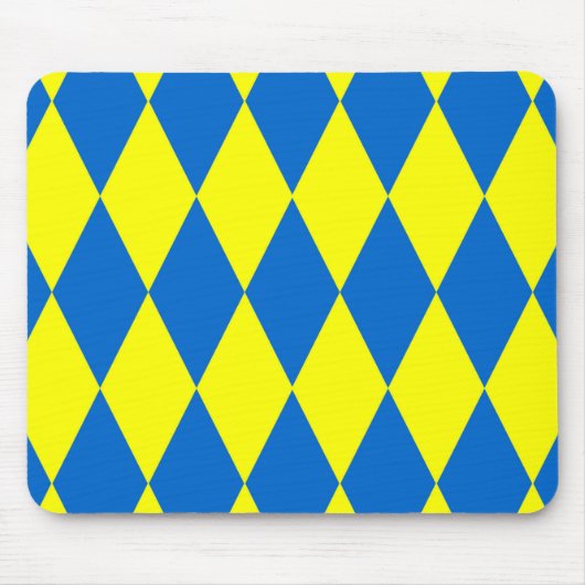 Blauw Geel Harlekijn Geruit Ontwerp  Muismat (Voorkant)