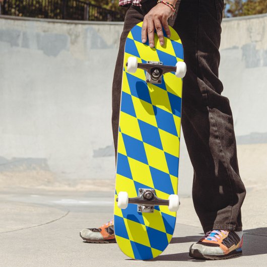 Blauw Geel Harlekijn Geruit Ontwerp Persoonlijk Skateboard