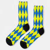 Blauw Geel Harlekijn Geruit Ontwerp  Sokken (Links)