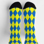Blauw Geel Harlekijn Geruit Ontwerp  Sokken (Top)