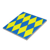 Blauw Geel Harlekijn Geruit Ontwerp Tegeltje (Zijkant)