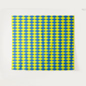 Blauw Geel Harlekijn Geruit Ontwerp Wandkleed (Voorkant (horizontaal))