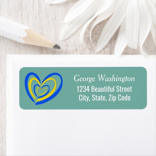 Blauw - Geel hart Oekraïne geïnspireerd door Vrede Etiket (Insitu)