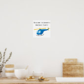 Blauw Geel Helikopter Verjaardagsfeest Poster (Keuken)