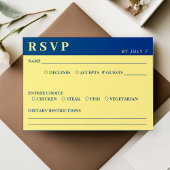 Blauw & Geel Huwelijk RSVP Kaartje