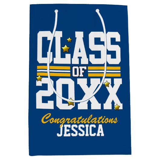 Blauw|Geel jaar Medium Cadeauzakje (Voorkant)