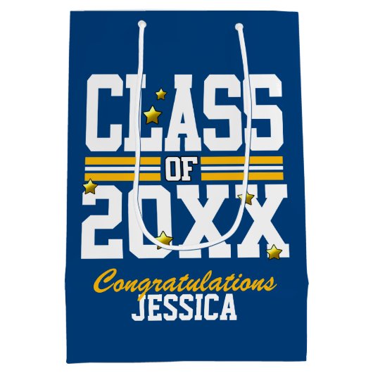 Blauw|Geel jaar Medium Cadeauzakje (Achterkant)