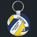 Blauw Geel Jongens Team Naam Volleybal Sleutelhanger<br><div class="desc">Deze jongens volleybal sleutelhanger met teamnaam heeft een blauw,  geel en wit volleybal waarop u de naam van de speler en het jersey nummer plus school team en mascotte naam kunt aanpassen - door katz_d_zynes | zoek alle katzdzynes 'blauw & goud volleybal team kleuren cadeaus >>>> https://www.zazzle.com/store/katz_d_zynes/products?cg=196070957019618272</div>