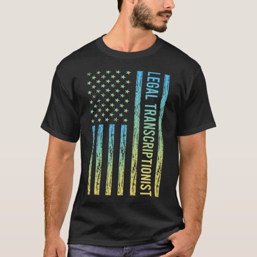Blauw Geel Juridisch Transcriptiemedewerker T-shirt (Voorkant)