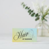 Blauw Geel Kapsalon QR Code  Visitekaartje (Staand voorkant)