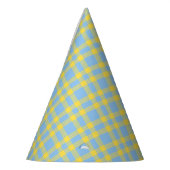 Blauw Geel Karo Patroon Feesthoedjes (Links)