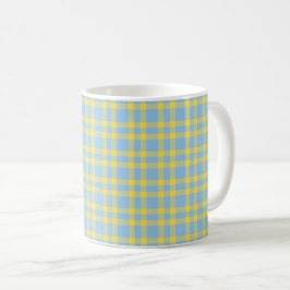 Blauw Geel Karo Patroon Koffiemok