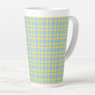 Blauw Geel Karo Patroon Latte Mok